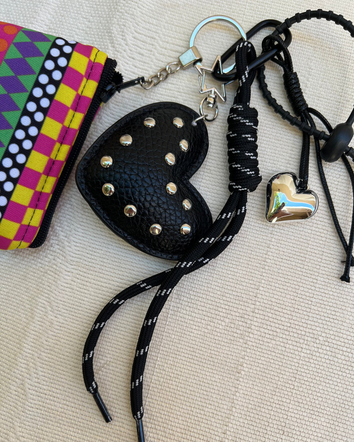 Black Heart Coins Pouch Charm