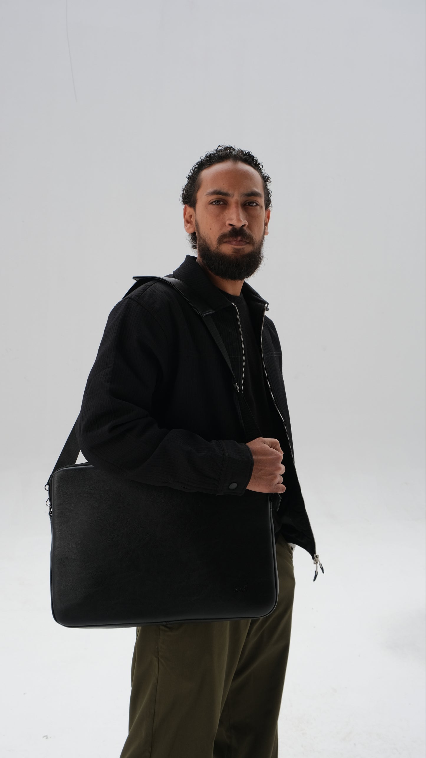 Leather Laptop Bag - Black
