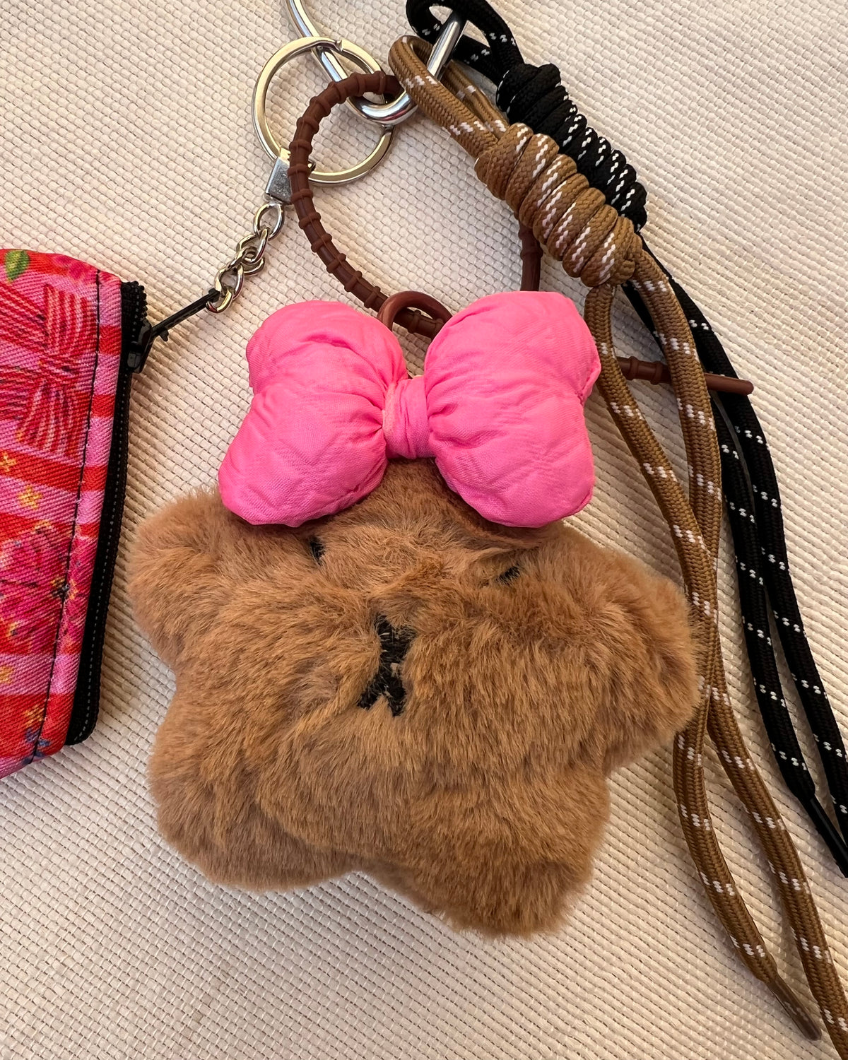 Fuchsia Bow Star Coin Pouch Charm
