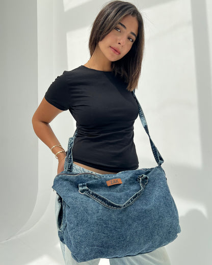 Denim Duffel Bag — Mid Denim