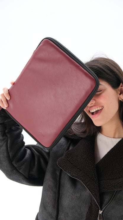 Leather Tablet Cover - Burgundy