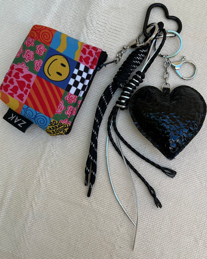 Black Shiny Heart Coin Pouch Charm