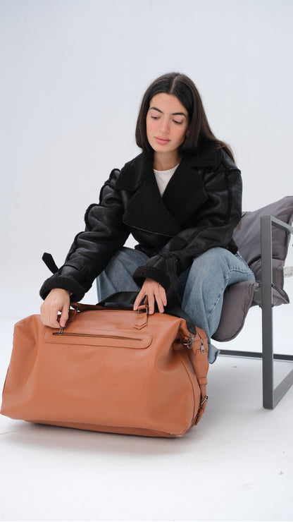 Leather Duffle Bag - Camel