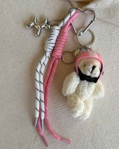 Pink Helmet Bear Charm