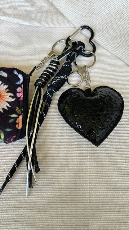 Black Shiny Heart Coin Pouch Charm