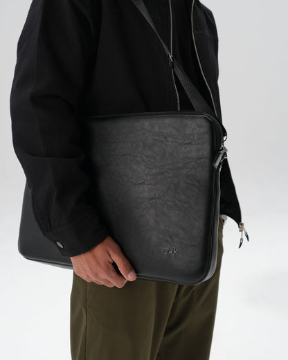 Leather Laptop Bag - Black