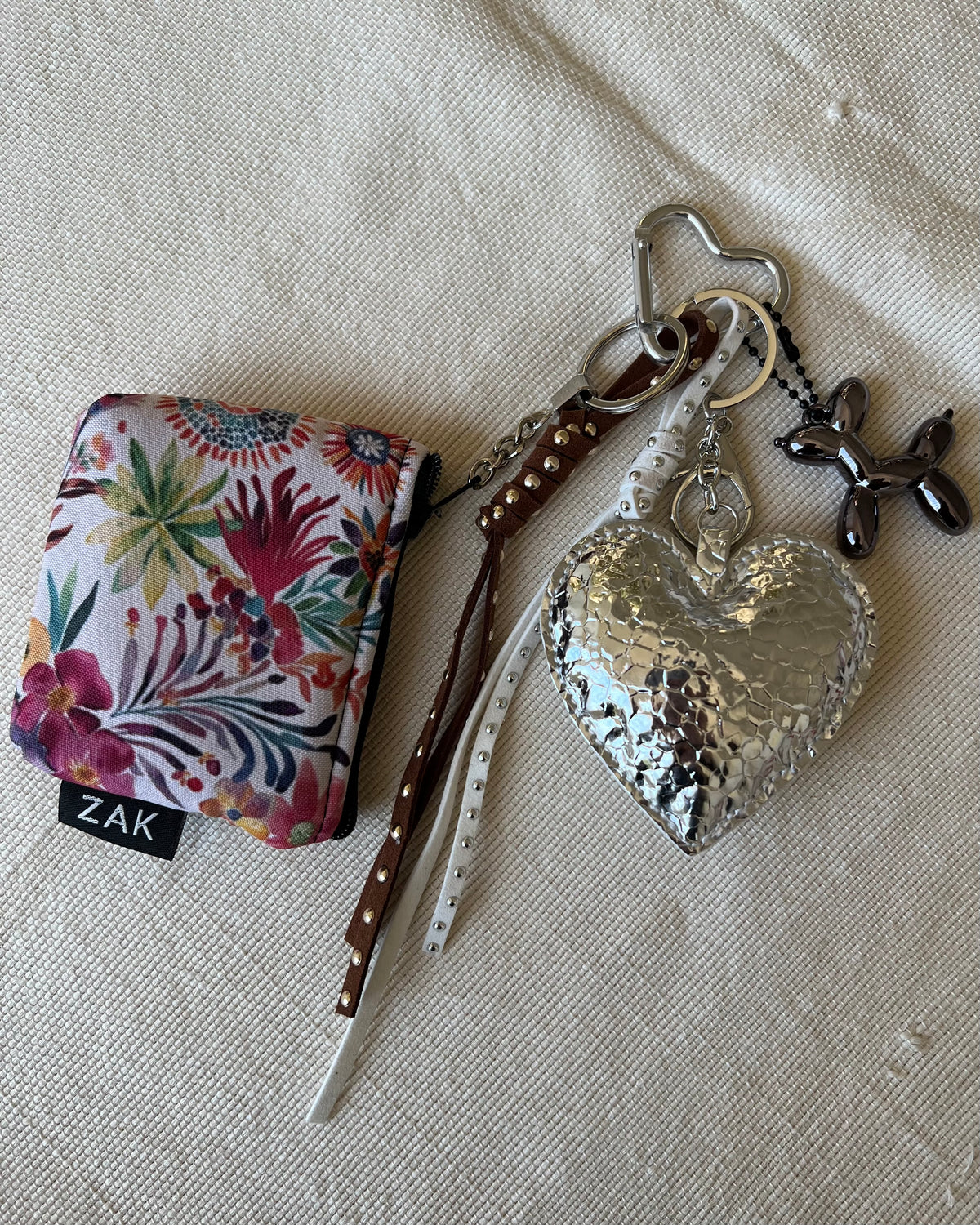 Silver Heart Coin Pouch Charm