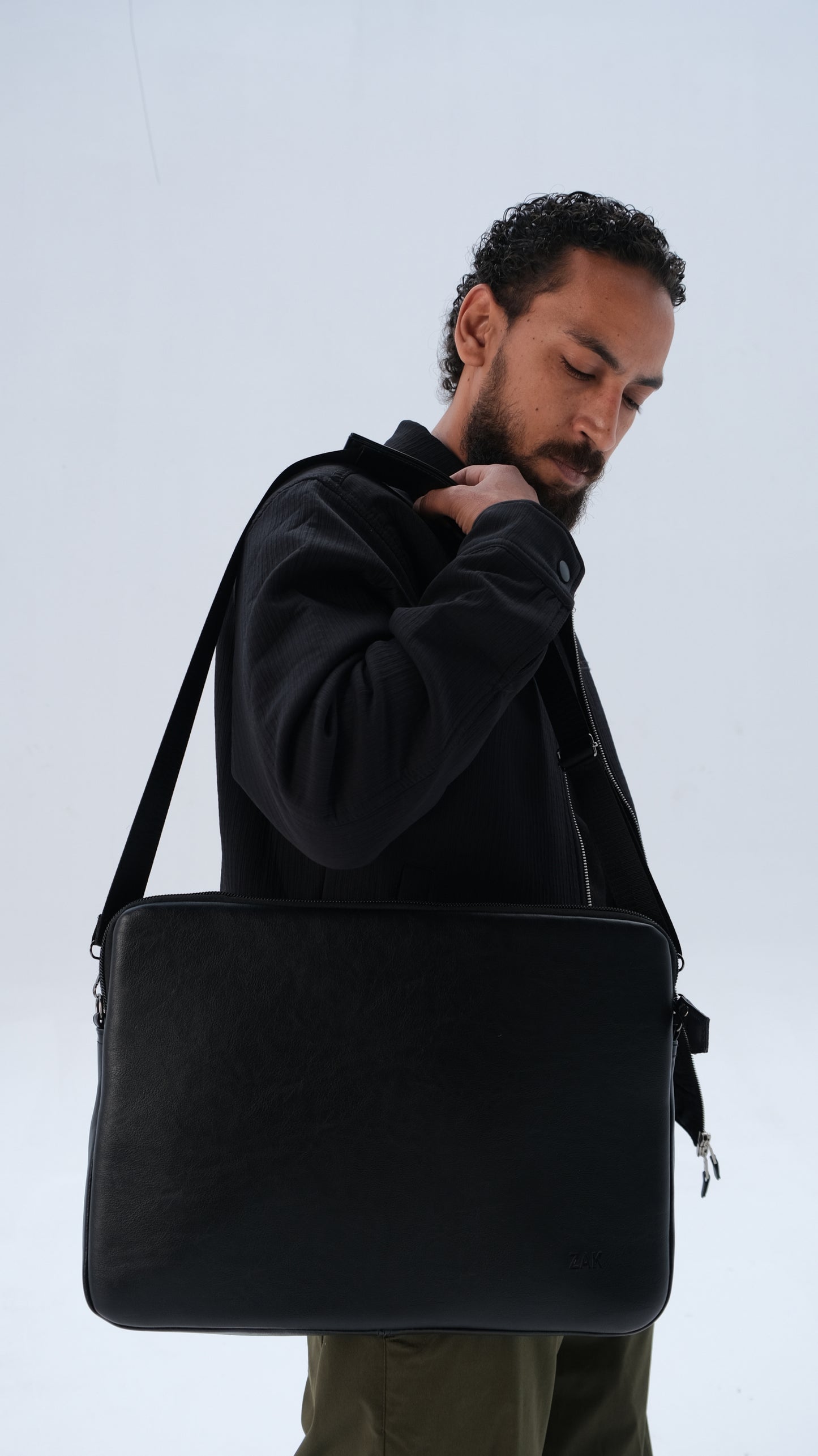 Leather Laptop Bag - Black