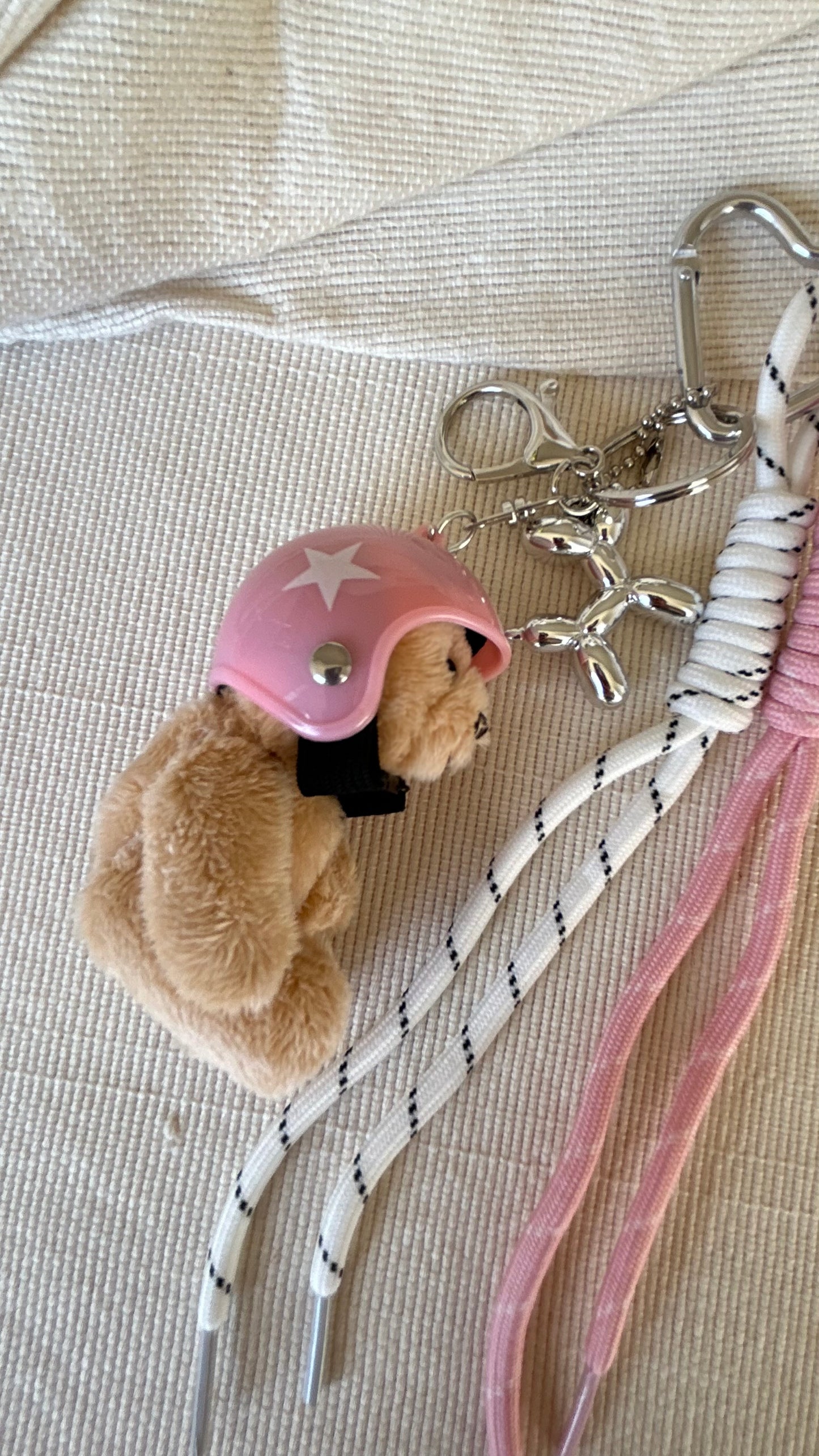 Pink Helmet Bear Charm