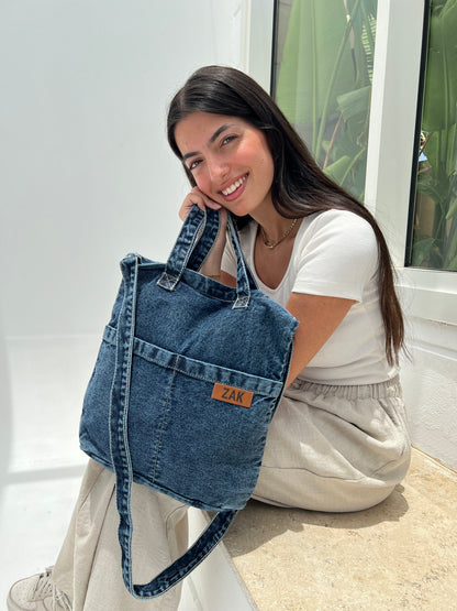Vela Cross Tote - Mid Denim