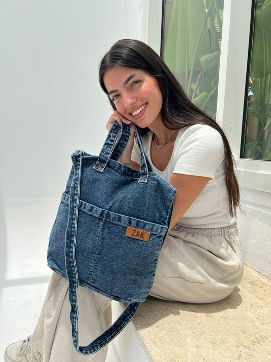 Vela Cross Tote - Mid Denim