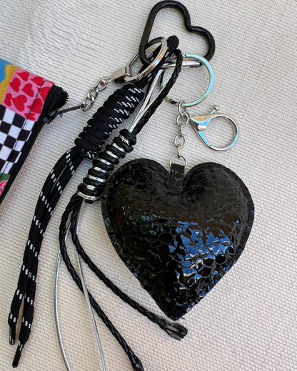 Black Shiny Heart Coin Pouch Charm
