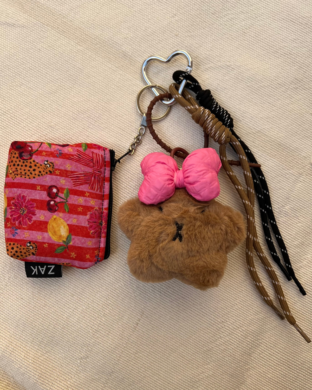 Fuchsia Bow Star Coin Pouch Charm