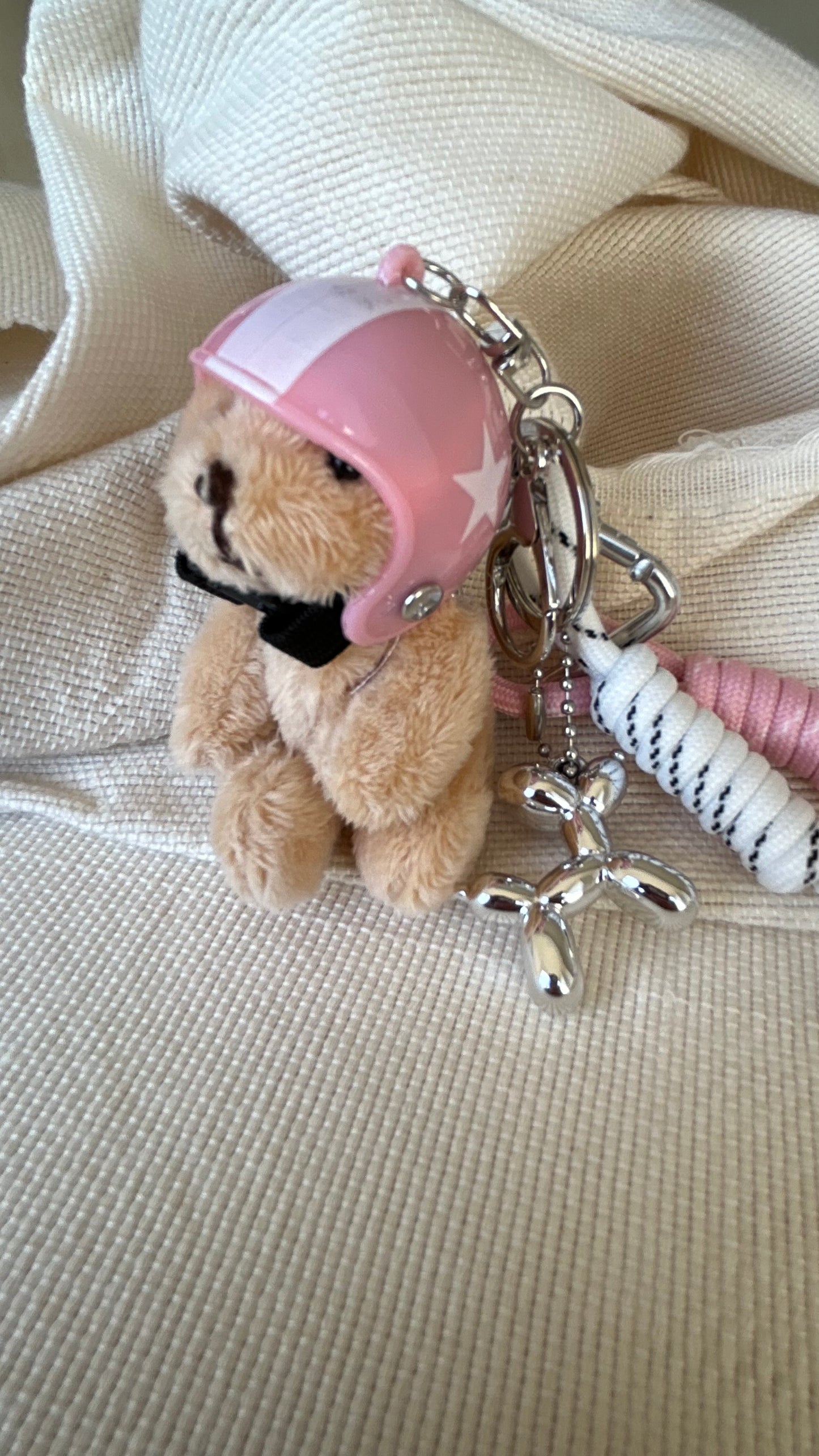 Pink Helmet Bear Charm