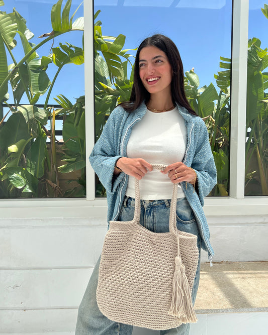 Riva Crochet Bag – Beige