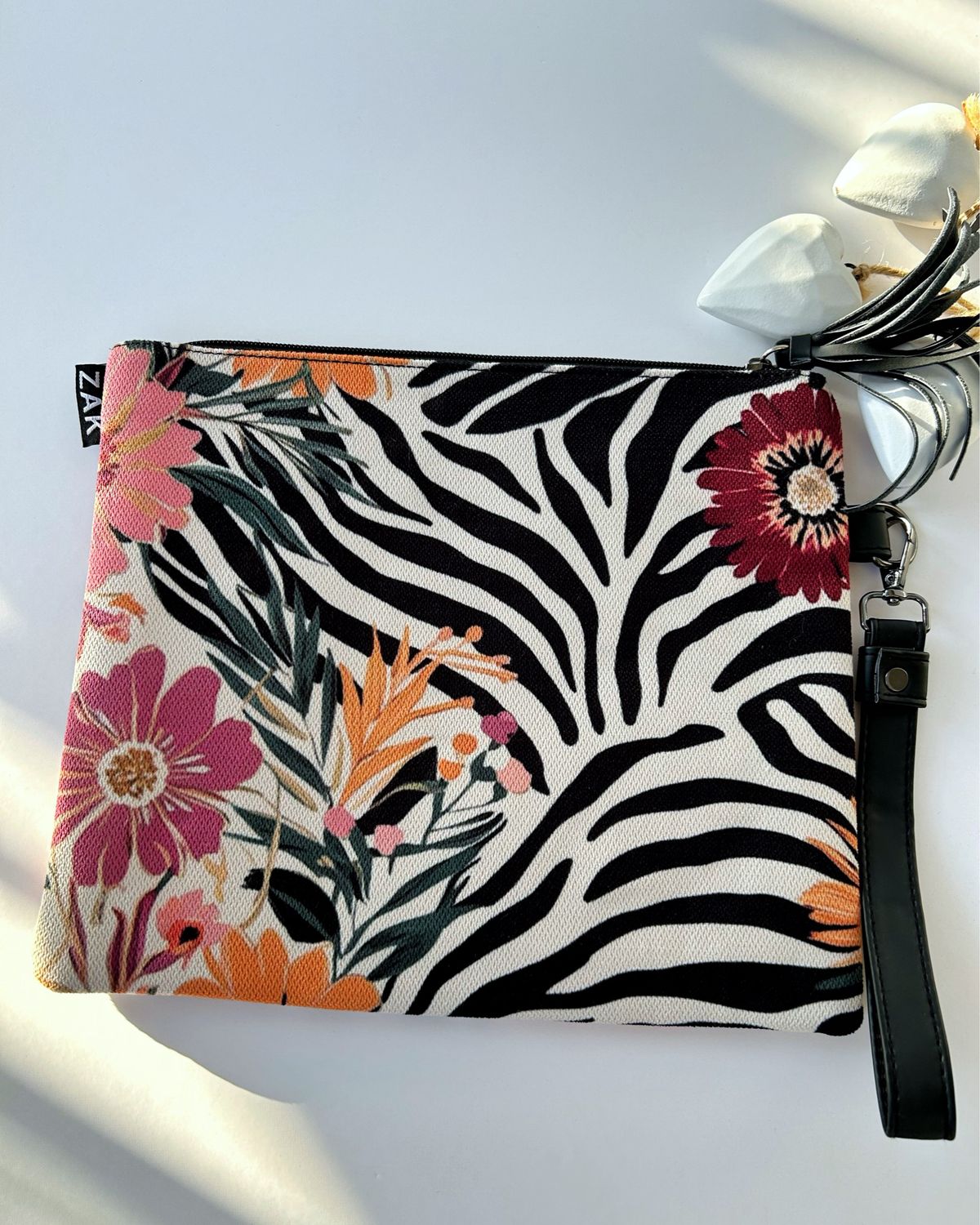 Zebra Floral Clutch