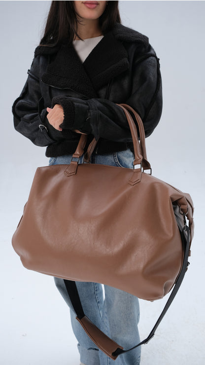 Leather Duffle Bag - Latte