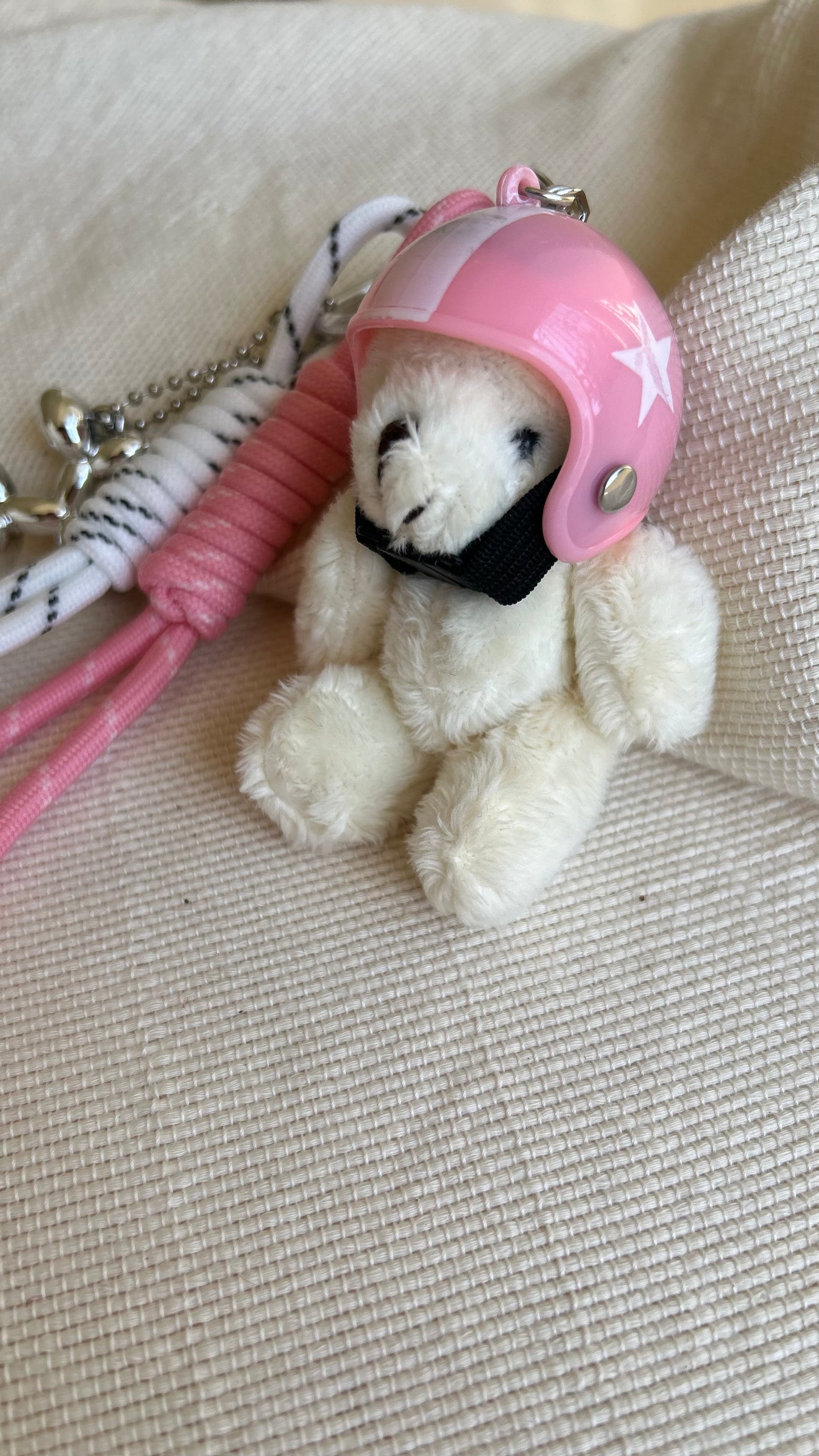 Pink Helmet Bear Charm