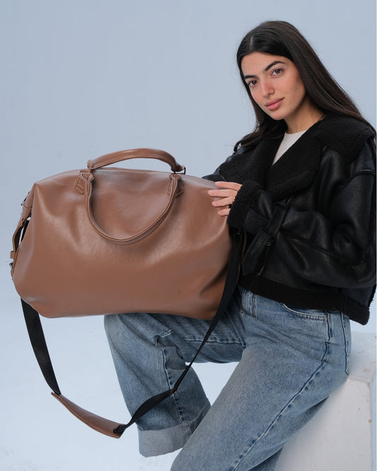 Leather Duffle Bag - Latte