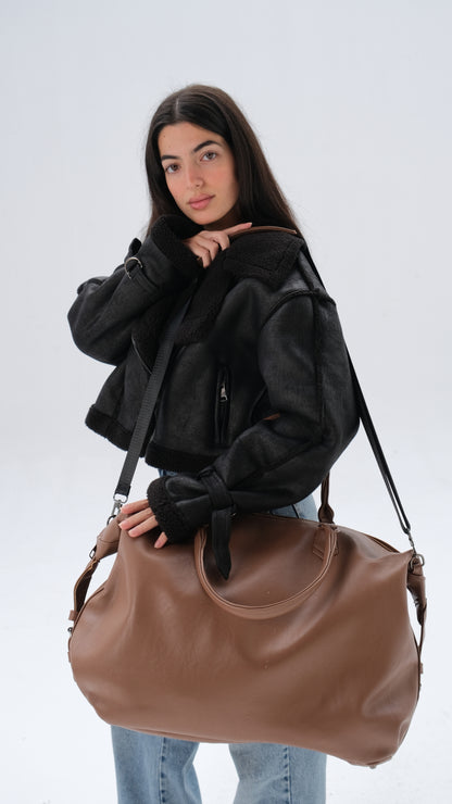 Leather Duffle Bag - Latte