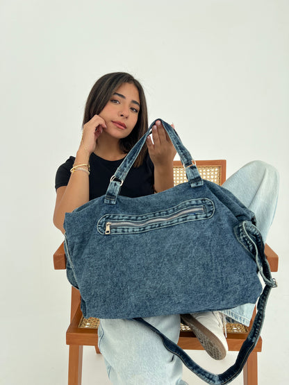 Denim Duffel Bag — Mid Denim