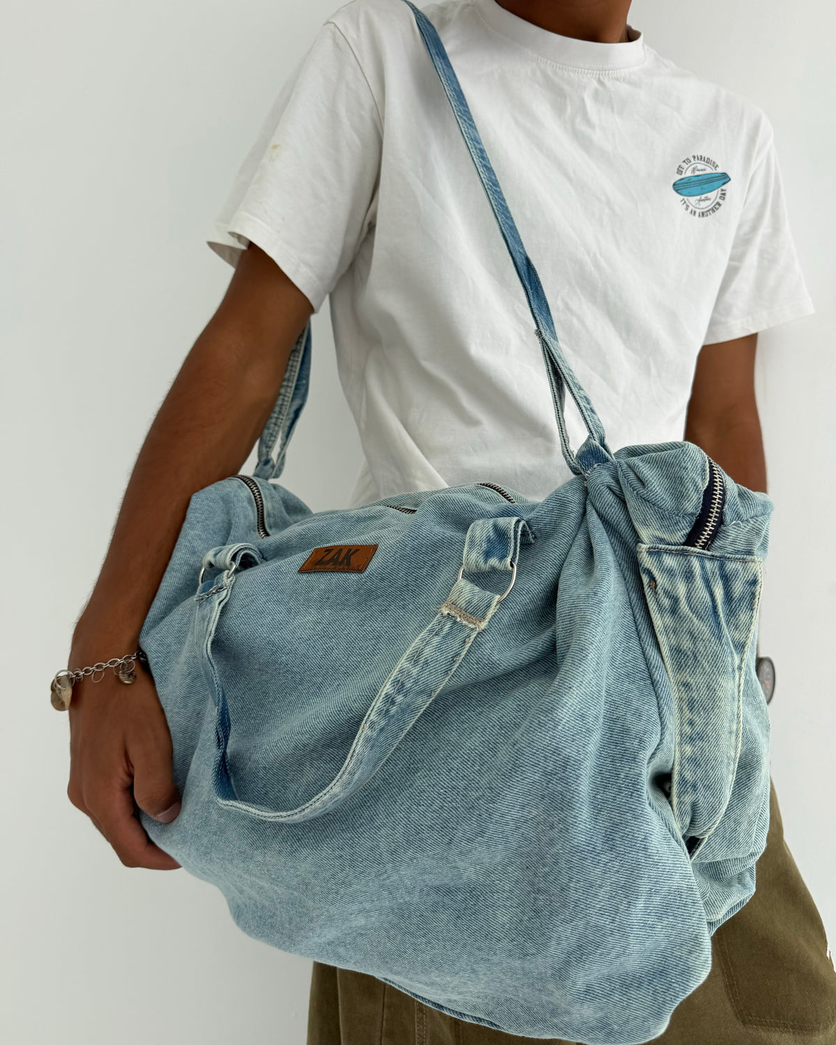 Denim Duffel Bag — Light Denim