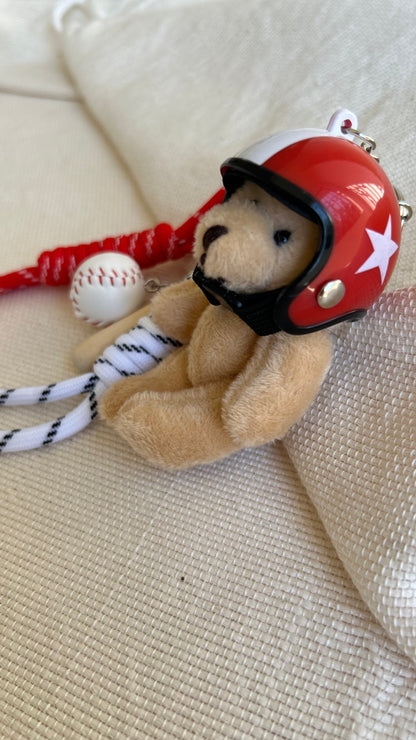 Red Helmet Bear Charm