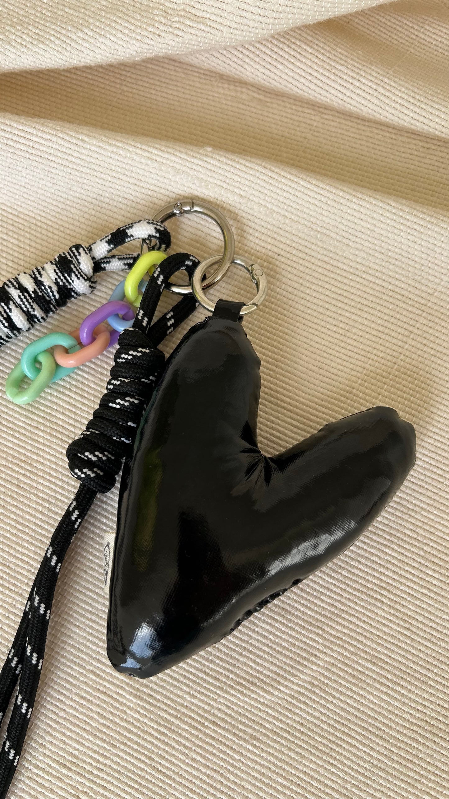 Black Puffy Heart Charm