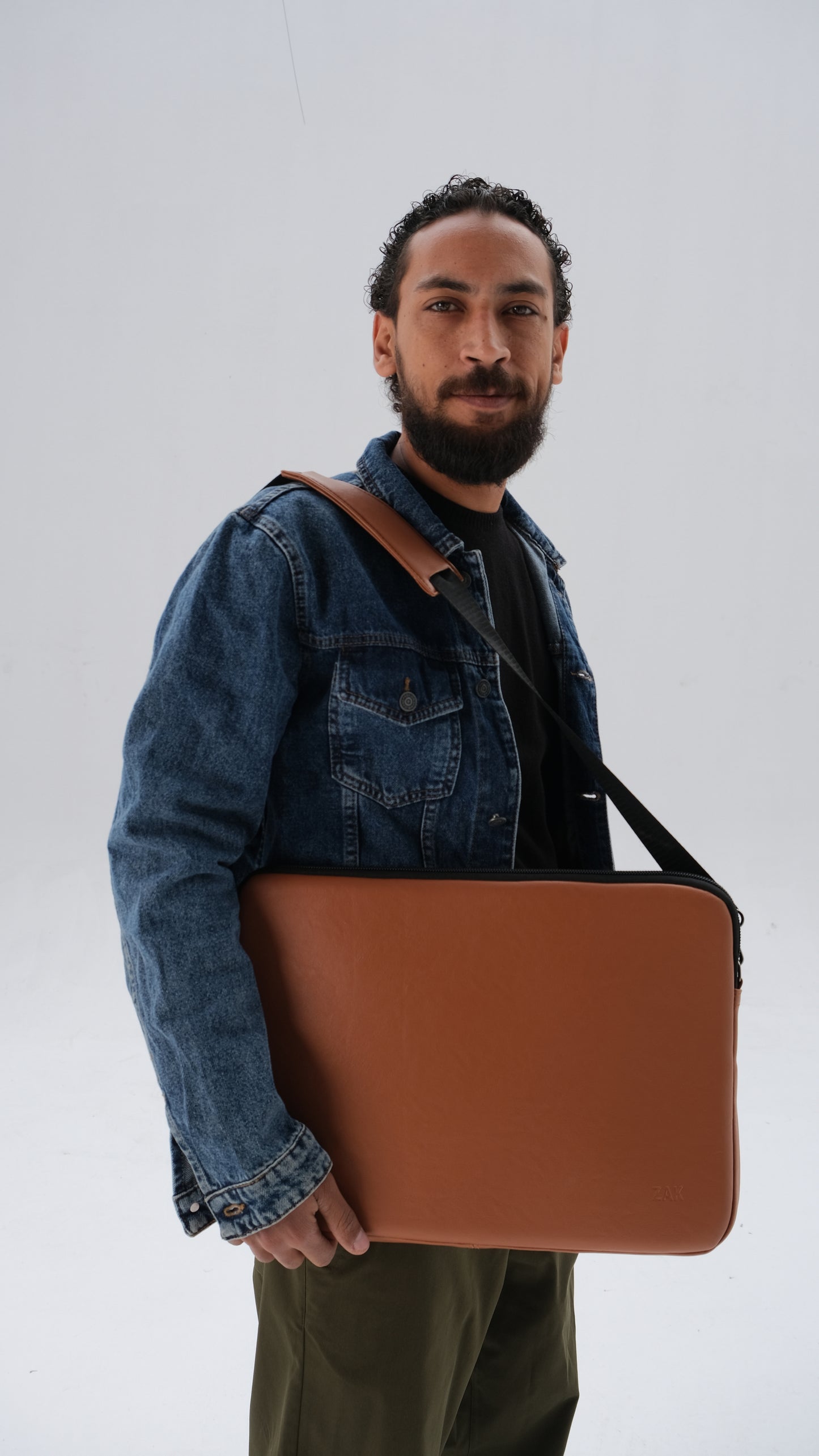 Leather Laptop Bag - Camel