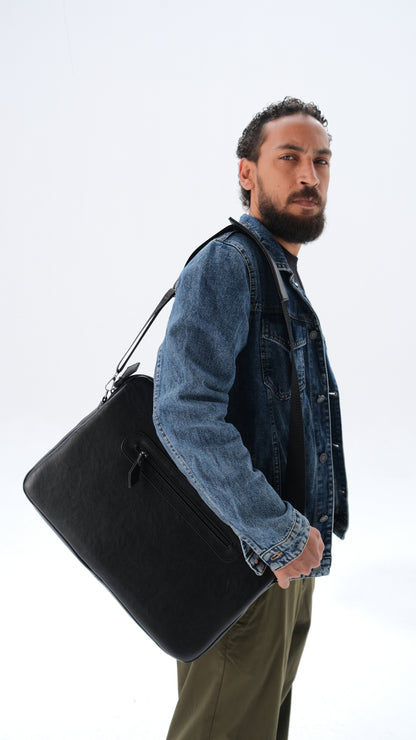 Leather Laptop Bag - Black
