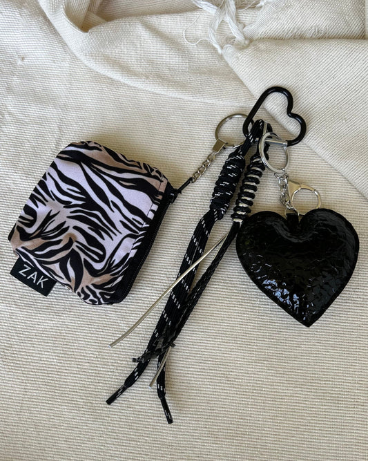 Black Shiny Heart Coin Pouch Charm