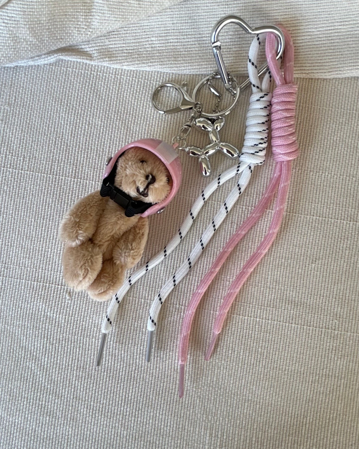 Pink Helmet Bear Charm