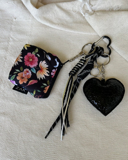 Black Shiny Heart Coin Pouch Charm