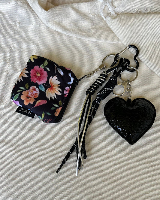Black Shiny Heart Coin Pouch Charm