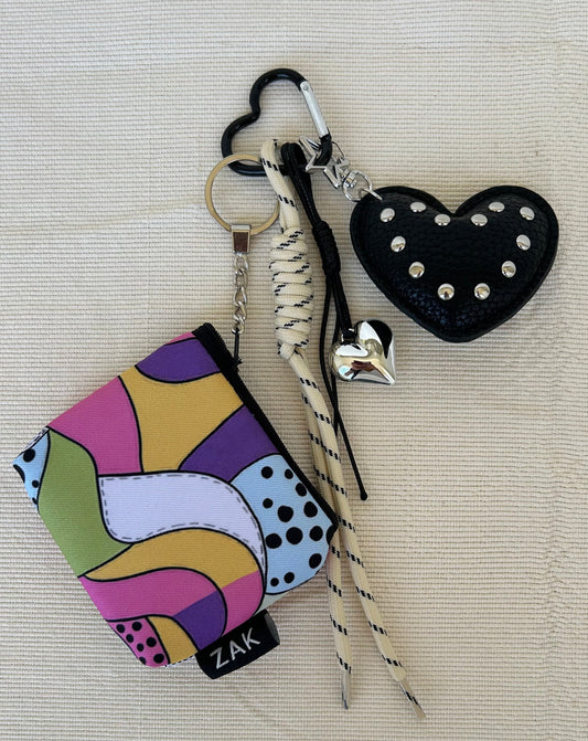 Black Heart Coins Pouch Charm