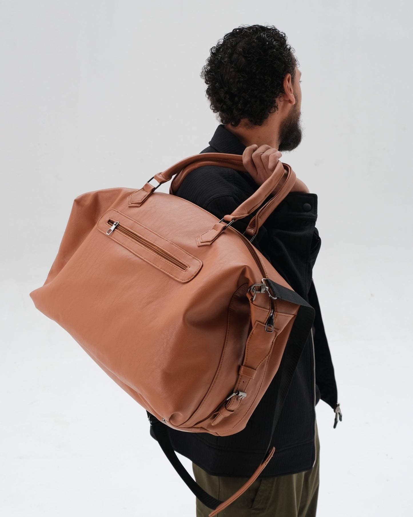 Leather Duffle Bag - Camel