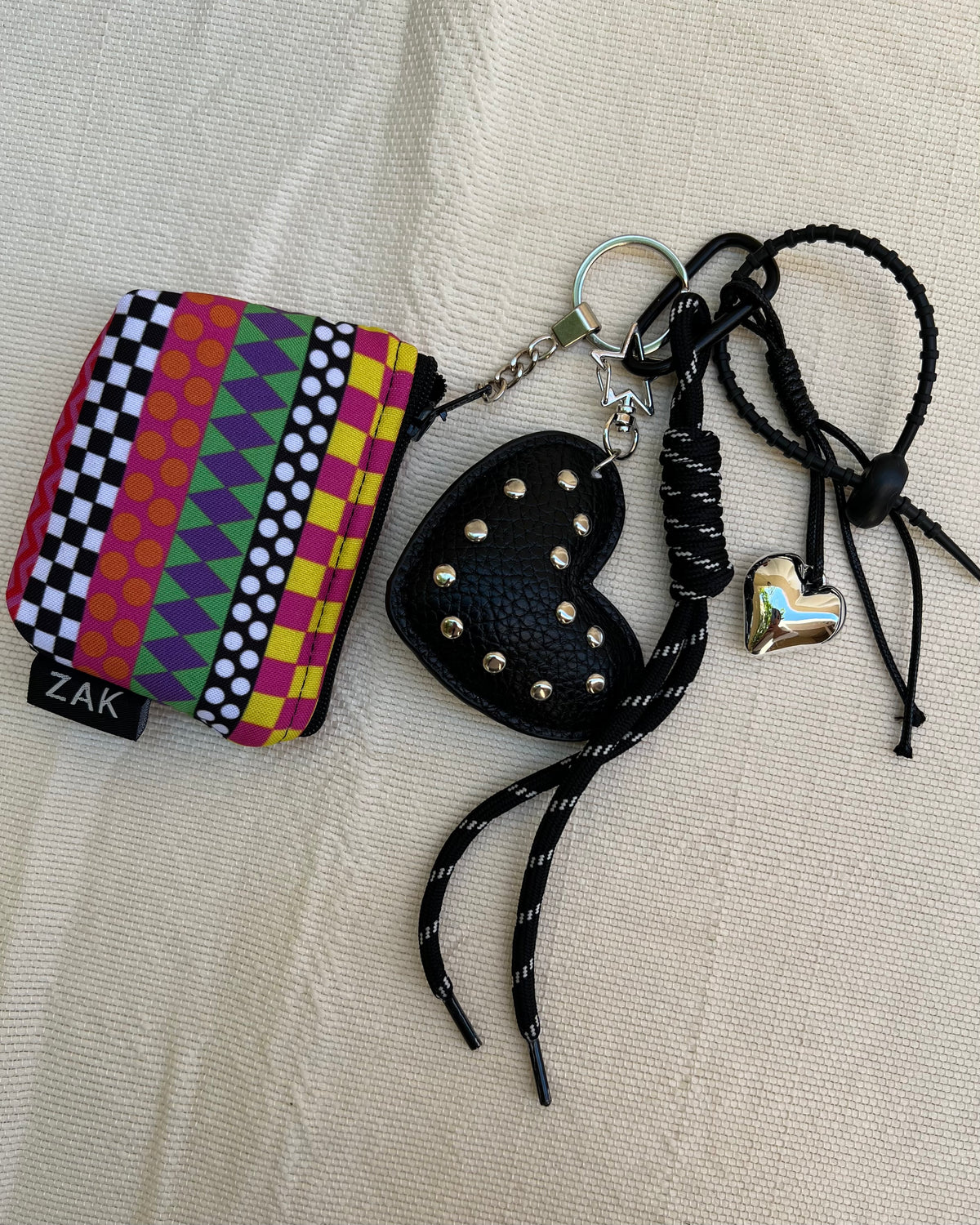 Black Heart Coins Pouch Charm