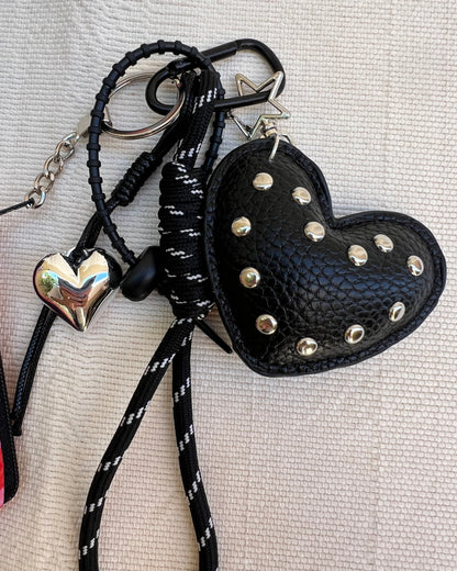 Black Heart Coins Pouch Charm
