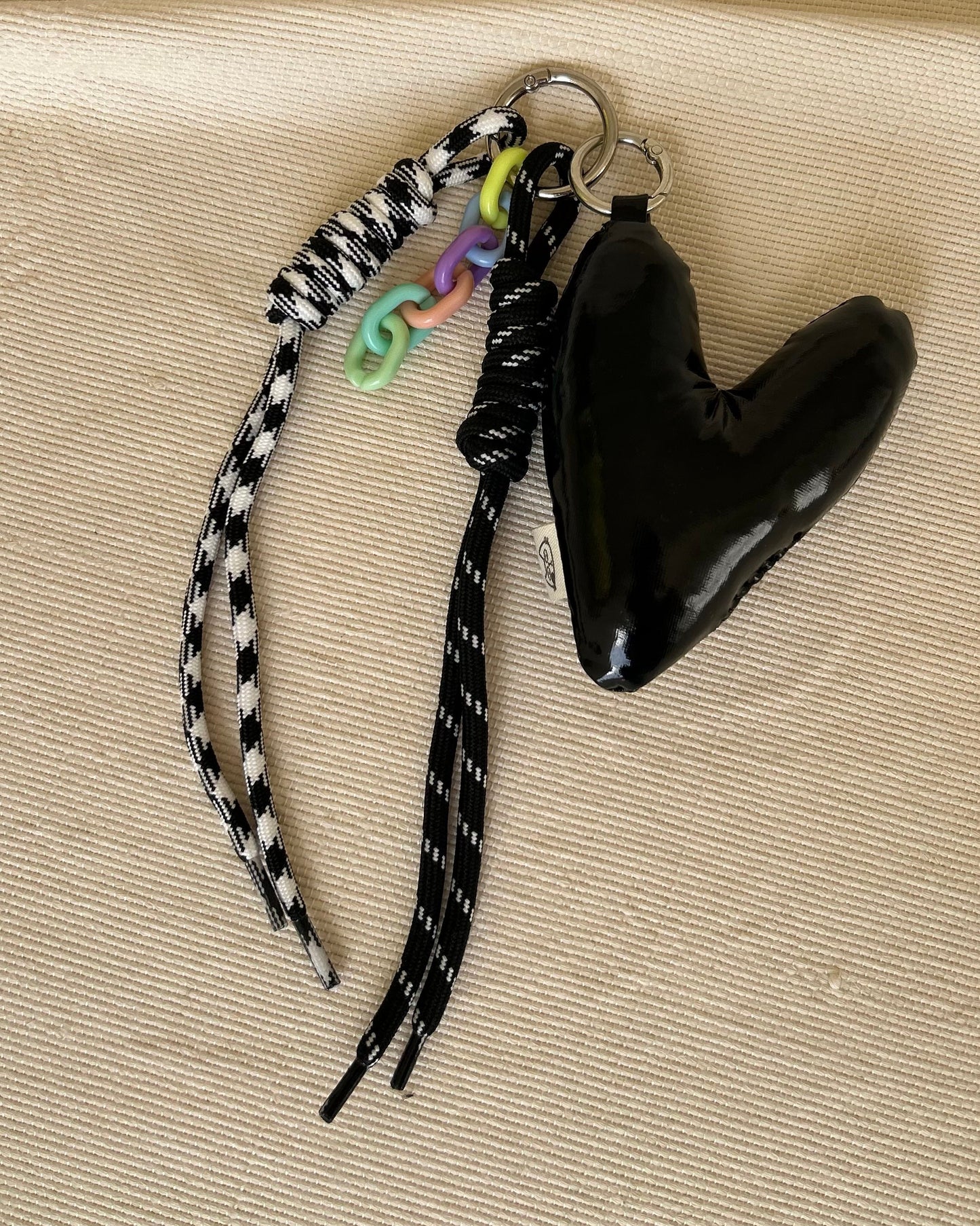 Black Puffy Heart Charm