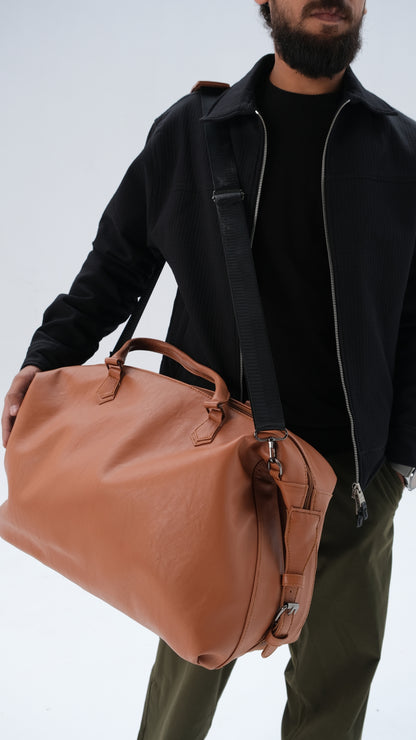 Leather Duffle Bag - Camel