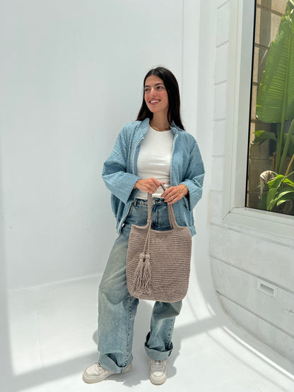 Riva Crochet Bag – Sand