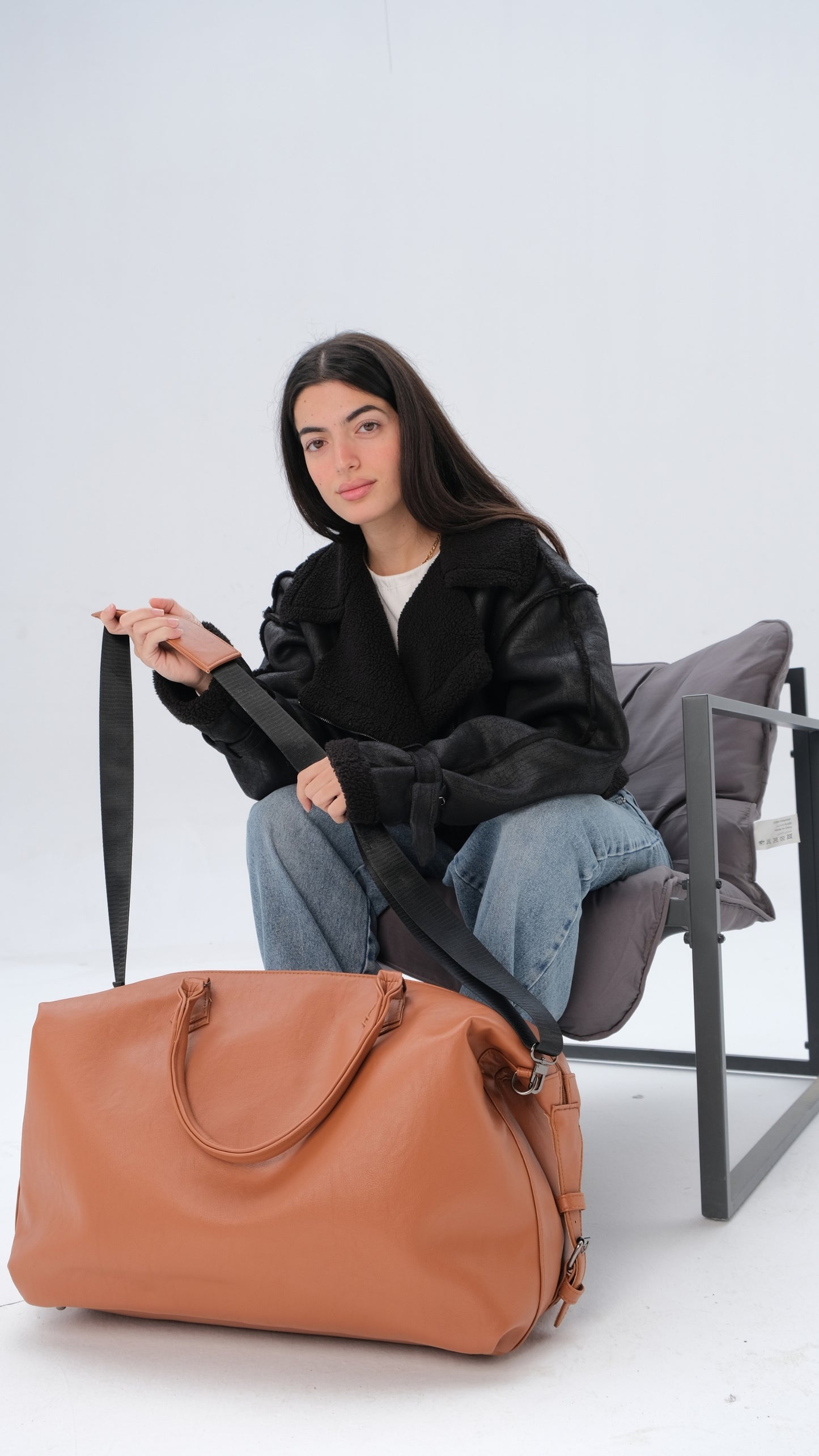 Leather Duffle Bag - Camel