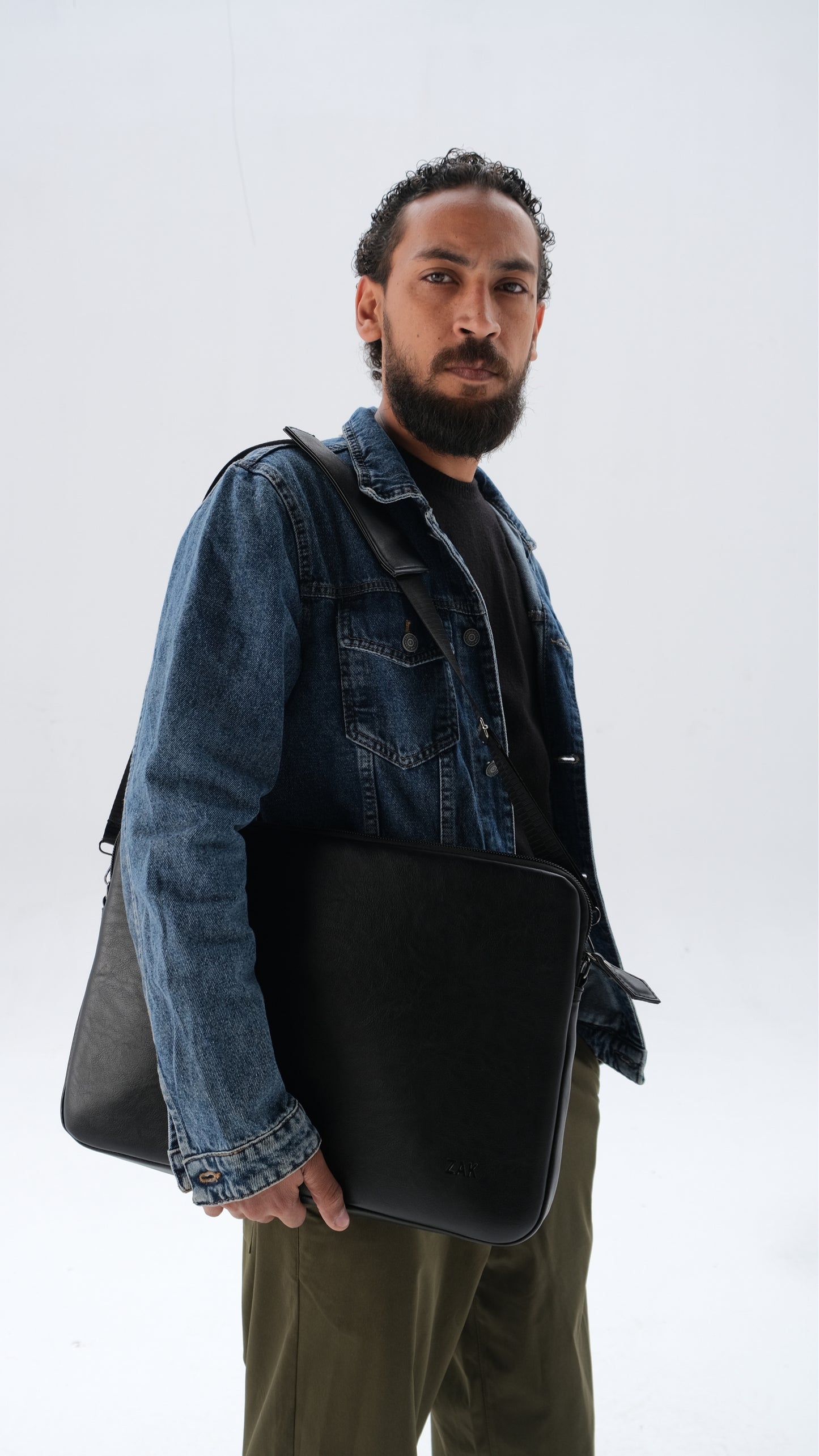 Leather Laptop Bag - Black