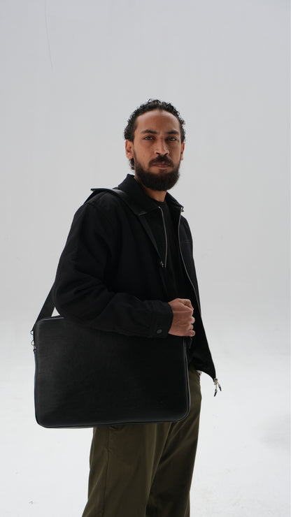 Leather Laptop Bag - Black