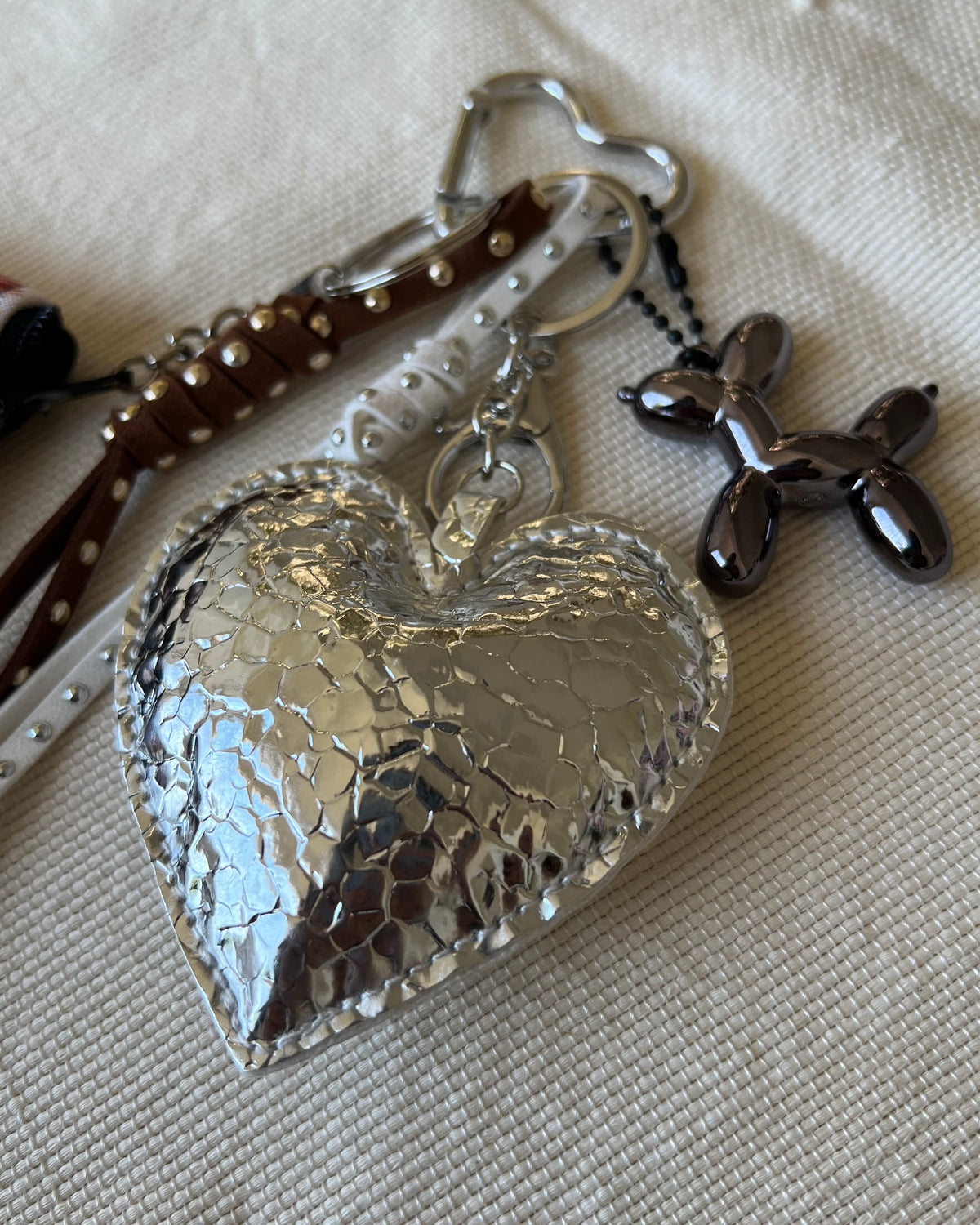 Silver Heart Coin Pouch Charm