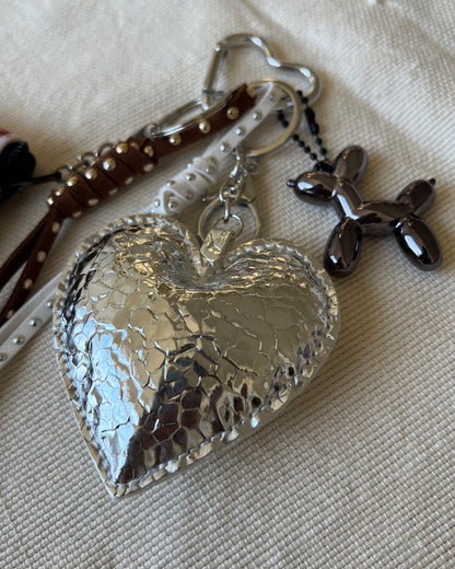 Silver Heart Coin Pouch Charm