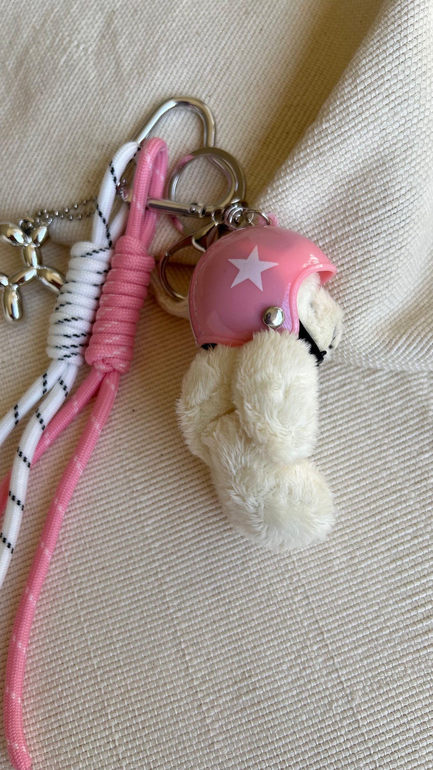 Pink Helmet Bear Charm