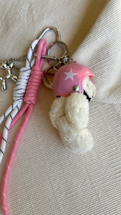 Pink Helmet Bear Charm
