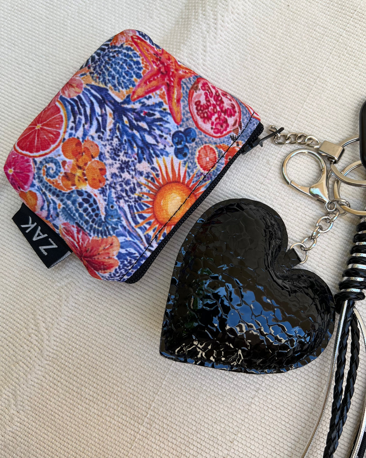 Black Shiny Heart Coin Pouch Charm