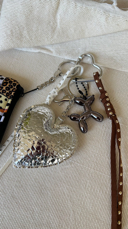Silver Heart Coin Pouch Charm